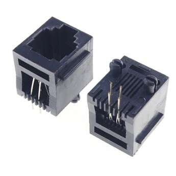 سوکت خط تلفن رو بردی 4 پایه ایستاده RJ11 6P4C