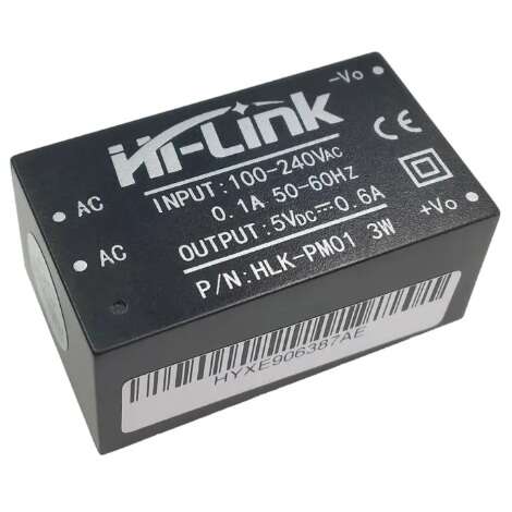 مبدل کاهنده روبردی ایزوله 220AC to 5VDC 600mA مدل HLK-PM01