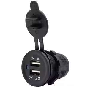 شارژر USB خودرویی پنلی گرد دو خروجی 2.1 و 1 آمپر