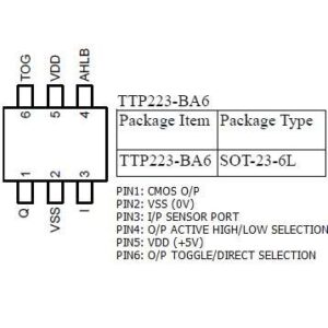 سنسور تاچ TTP223-BA6 smd