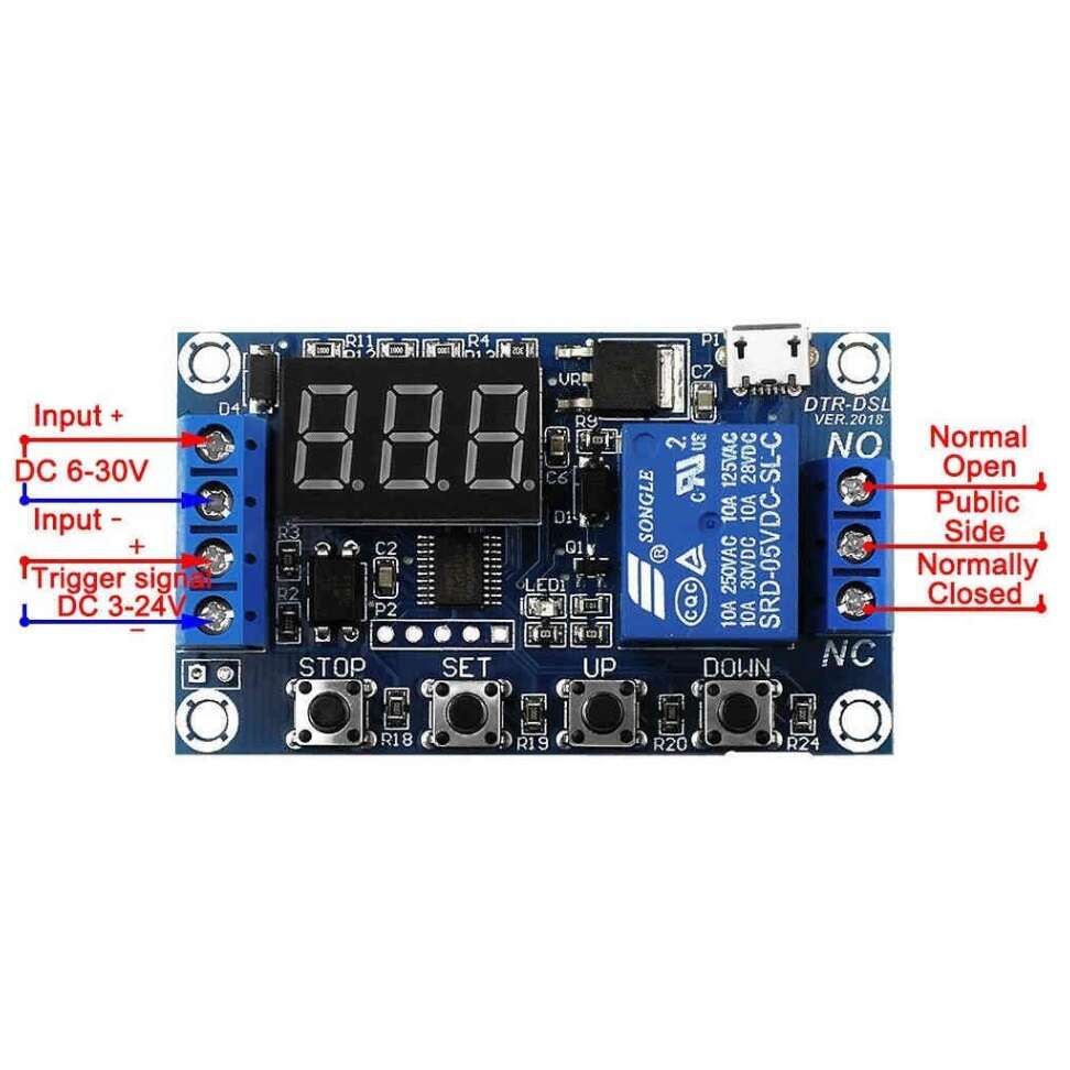 ماژول تایمر 30-6 ولت قابل تنظیم همراه با رله و نمایشگر مدل JZ-801 - تصویر 4