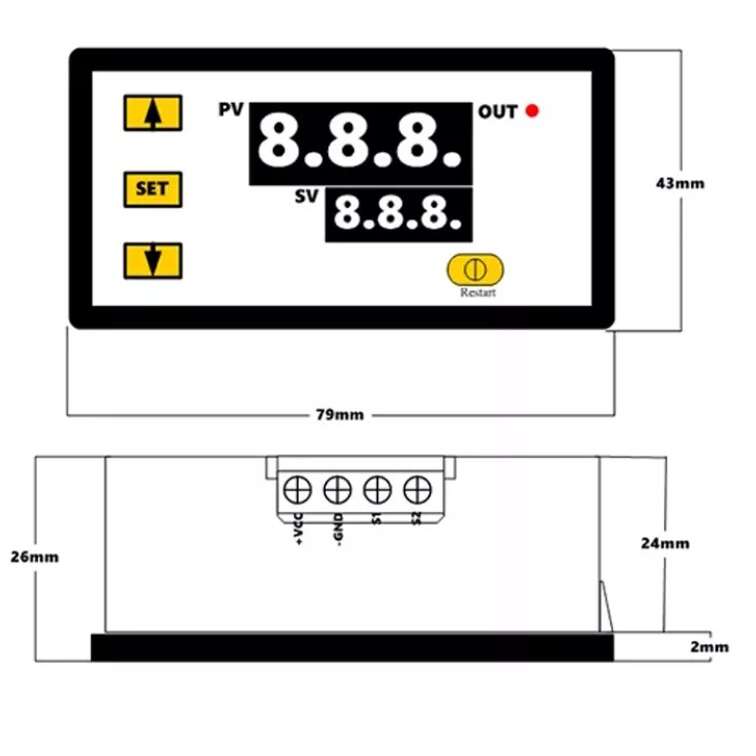 ماژول کنترل دما پنلی با تغذیه 12V مدل W3230 - تصویر 3