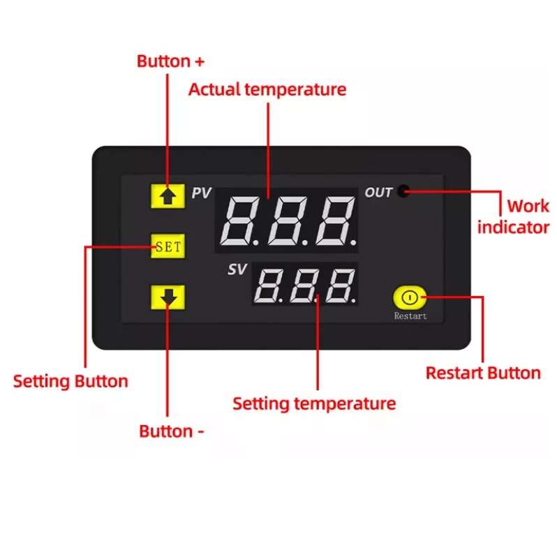 ماژول کنترل دما پنلی با تغذیه 12V مدل W3230 - تصویر 4