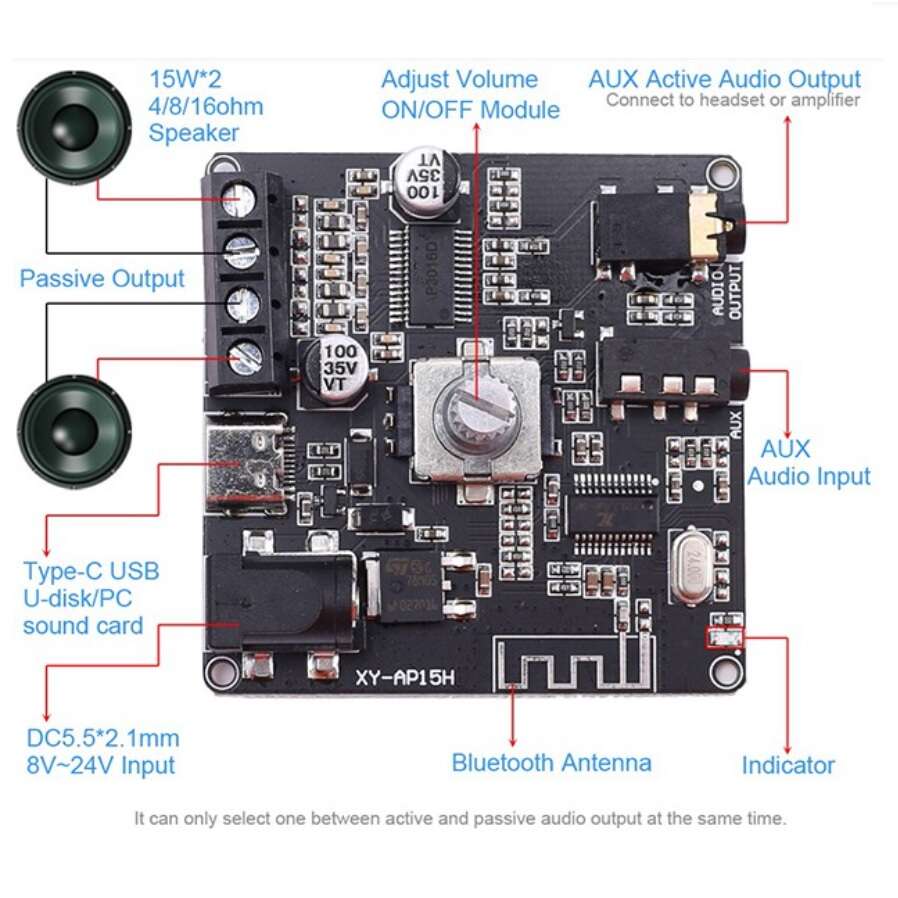 ماژول آمپلی فایر صوتی بلوتوث دار 20-10 وات مدل XY-AP15H - تصویر 5