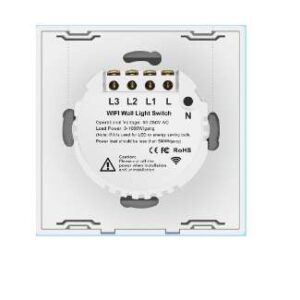 کلید سه پل هوشمند لمسی با قابلیت کنترل از طریق WiFi و ریموت 433MHz – قاب سفید