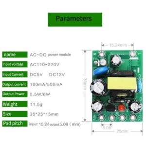 برد تغذیه 110-220 ولت AC به 5 و 12 ولت DC مدل XH-M299