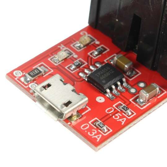 ماژول شارژر باتری لیتیومی TC4056/TP4056 با MICRO USB و جا باتری سایز 18650 - تصویر 3