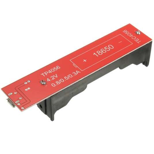 ماژول شارژر باتری لیتیومی TC4056/TP4056 با MICRO USB و جا باتری سایز 18650 - تصویر 4