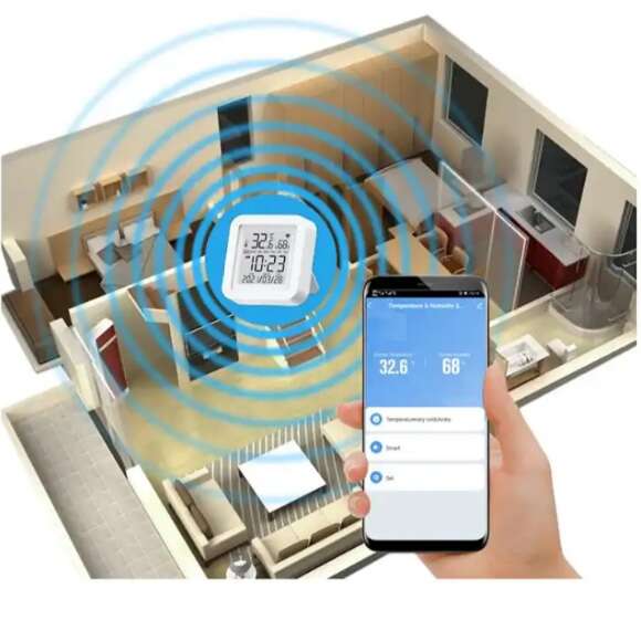 ساعت دیجیتال با نمایشگر دما و رطوبت هوشمند با قابلیت انتقال دیتا به اپلیکیشن - تصویر 5