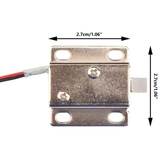 قفل الکترونیکی درب 12 ولتی مدل زبانه ای کوچک سایز 27X27X18mm - تصویر 4