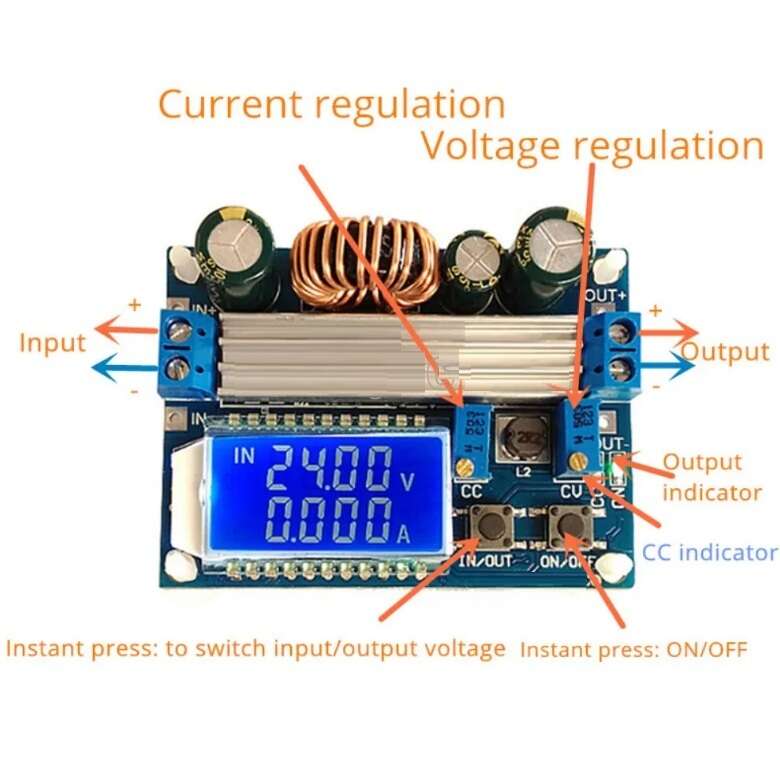 ماژول مبدل DC-DC کاهنده و افزاینده نمایشگر دار با امکان کنترل جریان خروجی - تصویر 2