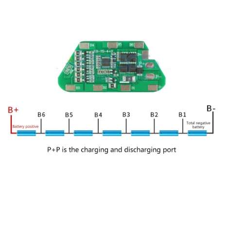 ماژول محافظ شارژ باتری لیتیومی 7 سل 10A مدل هرمی 3+4 - تصویر 2
