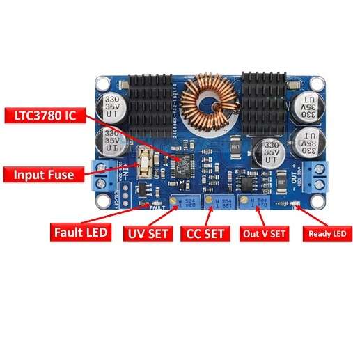 ماژول رگولاتور اتوماتیک DC به DC کاهنده - افزاینده LTC3780 مناسب برای شارژرهای خورشیدی - تصویر 3