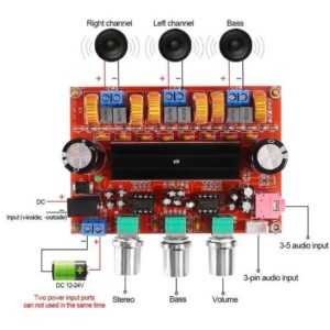 ماژول آمپلی فایر استریو 2×50 وات با خروجی ساب 100 وات مدل XH-M139 با چیپ TPA3110
